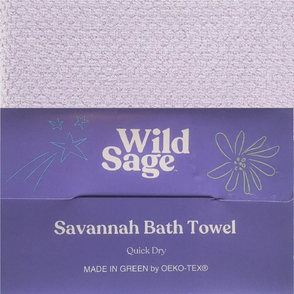 new LAVENDER Wild Sage Savannah 90% Cotton Towel Set BATH + HAND + WASHCLOTH